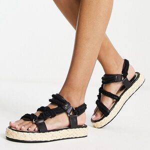 ASOS Black Braided Platform Sandals